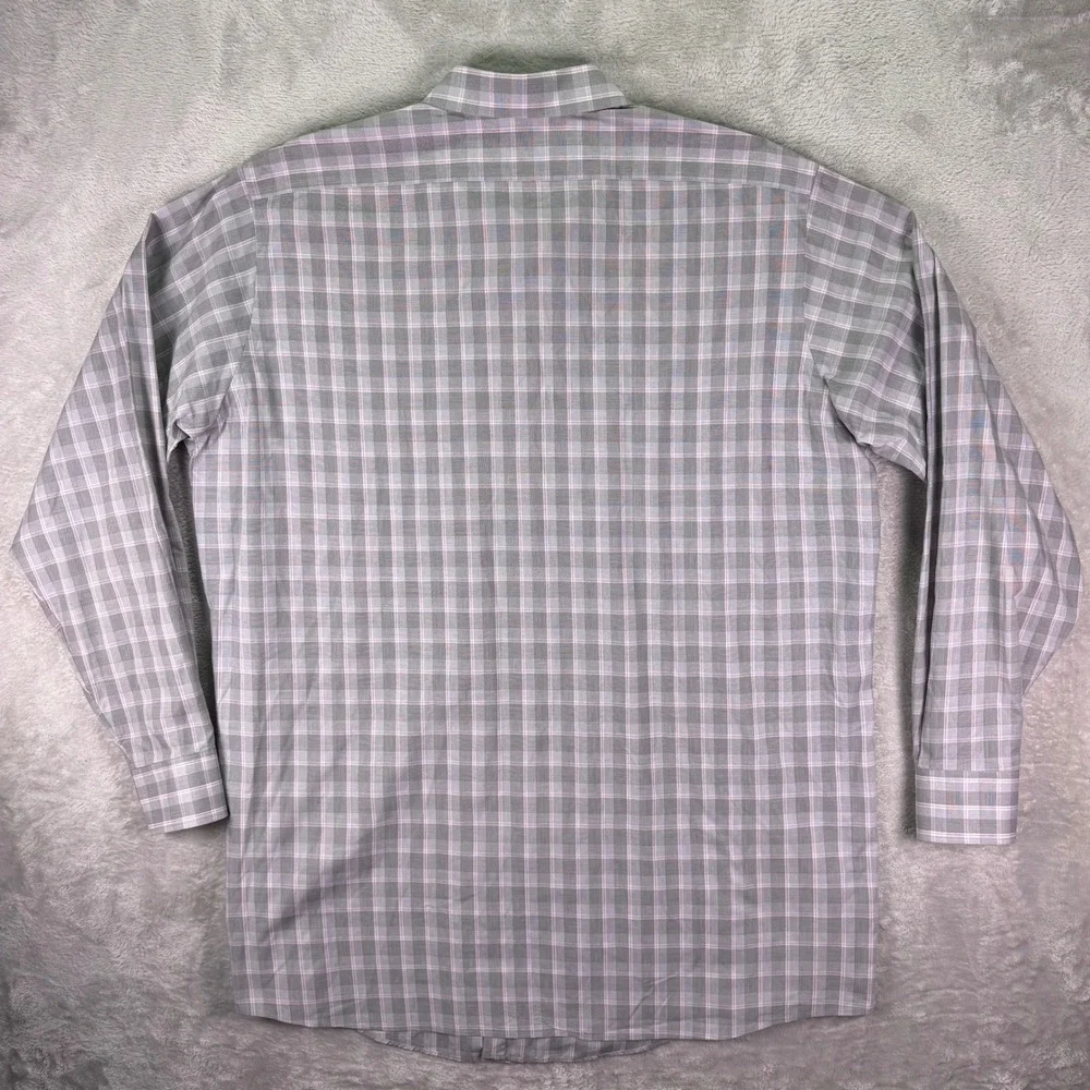 Shaquille‎ O'Neal Men's Button Down Shirt XLG Tall Fit Gray Plaid Long Sleeve